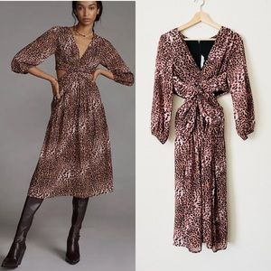 Anthropologie Ranna Gill XS leopard print midi dress